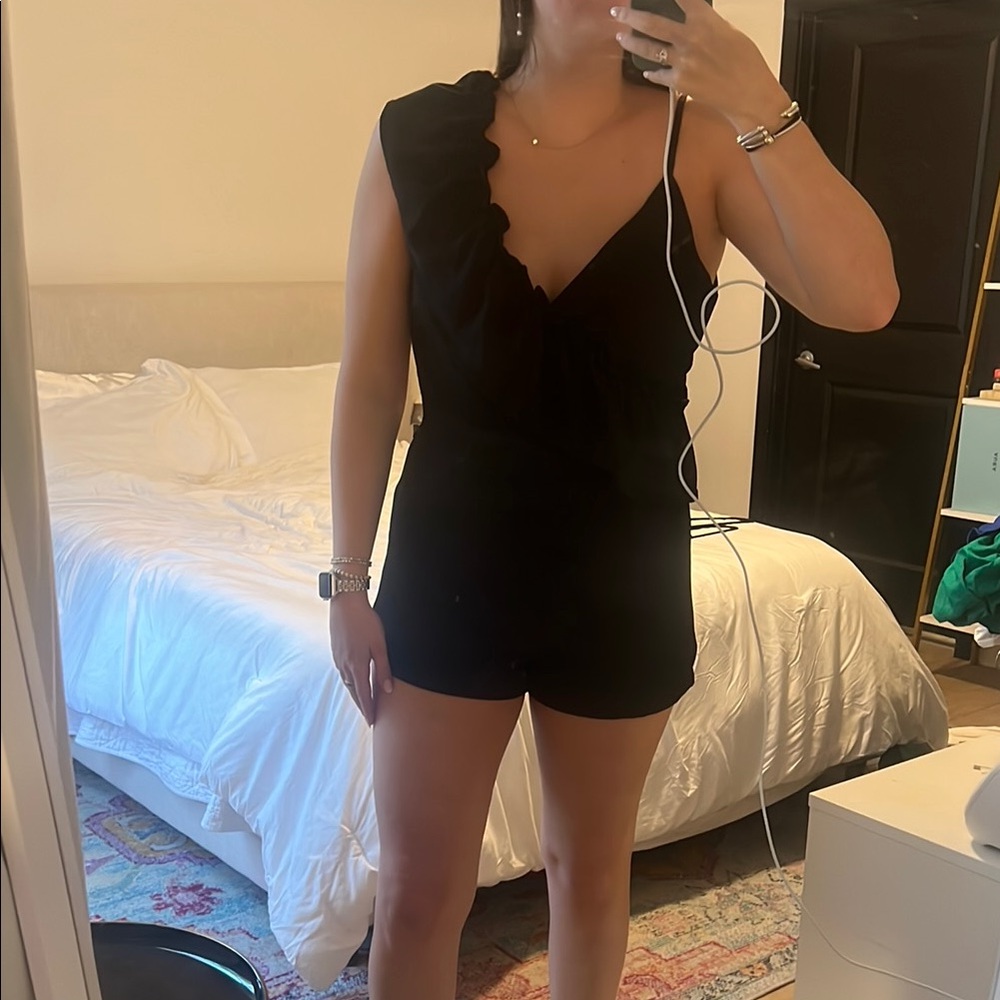 Elegant Black Ruffle romper